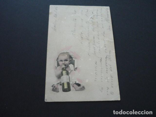 Postales: NI&Ntilde;O CON BOTELLA DE VINO POSTAL - Foto 1