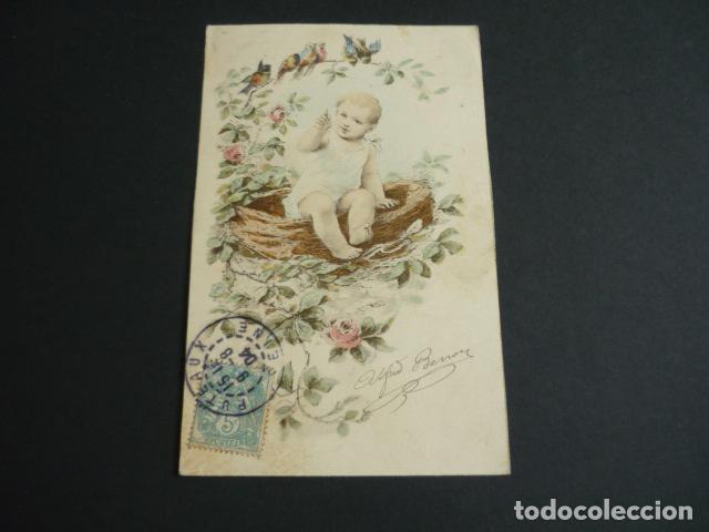 Postales: NI&Ntilde;O EN NIDO POSTAL ILUSTRADA - Foto 1