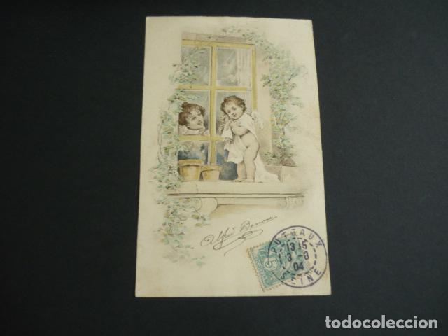 Postales: NI&Ntilde;O EN VENTANA POSTAL ILUSTRADA - Foto 1