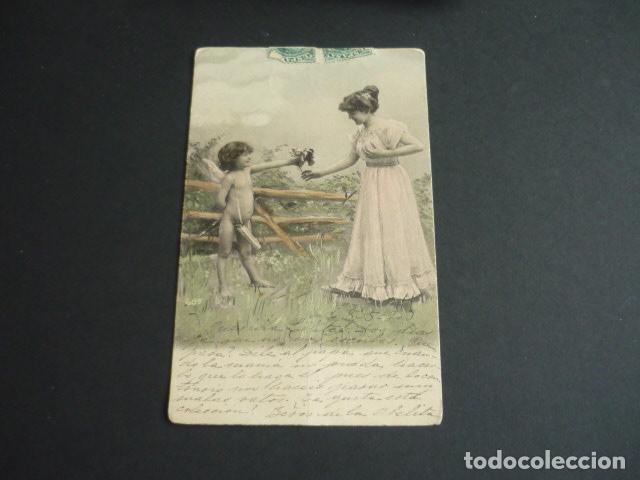 Postales: NI&Ntilde;A CON CUPIDO POSTAL - Foto 1
