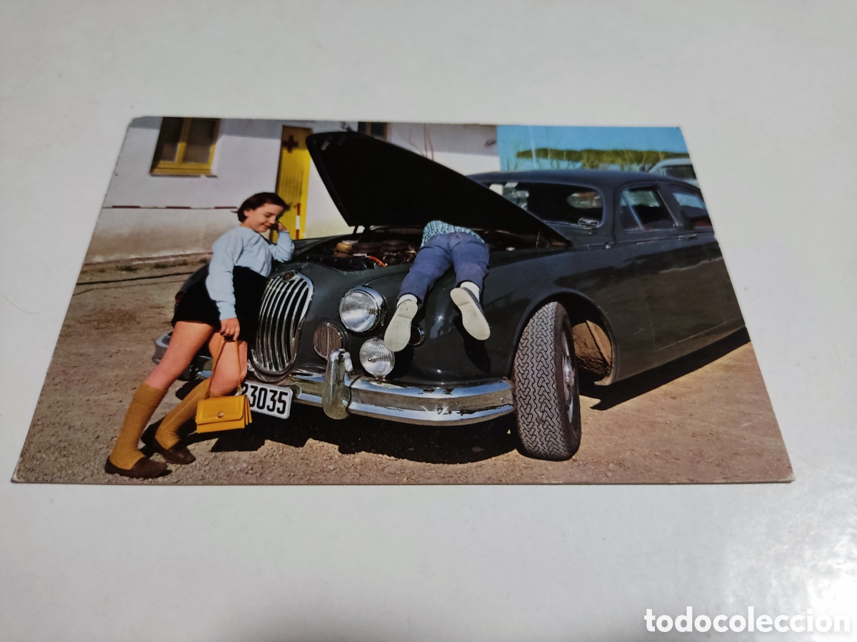 Postales: Postal ni&ntilde;os coche de &eacute;poca - Foto 1