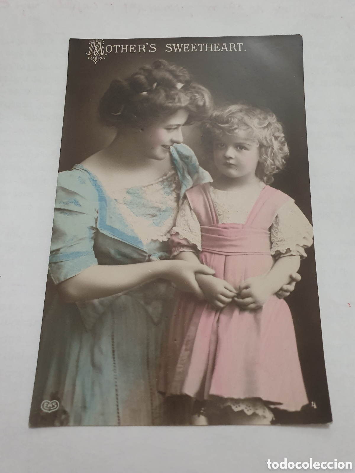 Postales: Antigua postal coloreada madre e hija. (L10) - Foto 1