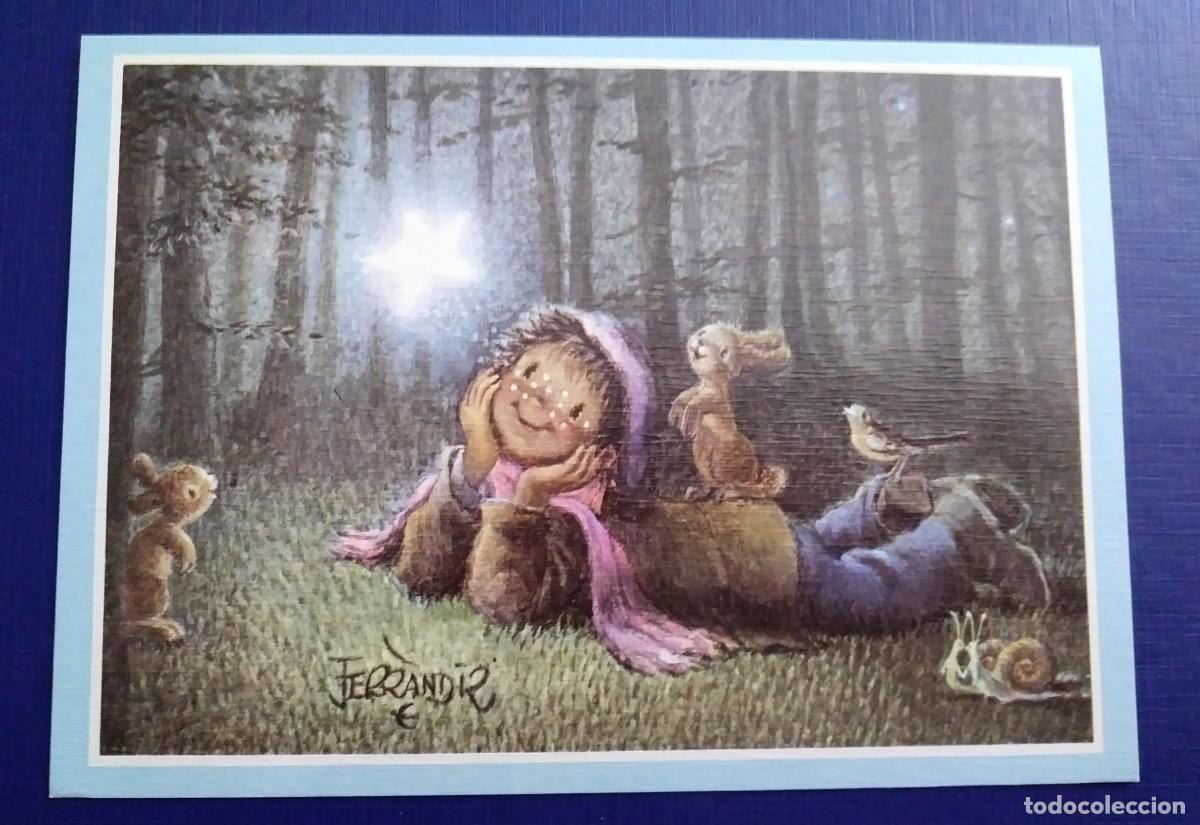 Postales: Postal de ni&ntilde;o mirando estrella - FERR&Aacute;NDIZ - Foto 1