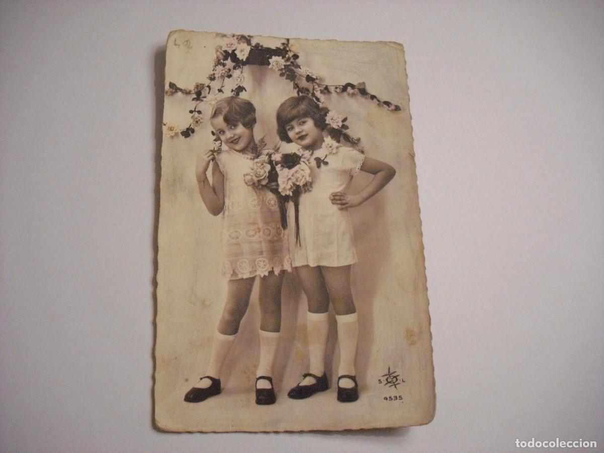 Postales: ANTIGUA POSTAL DE 2 NI&Ntilde;AS, ESCRITA. - Foto 1