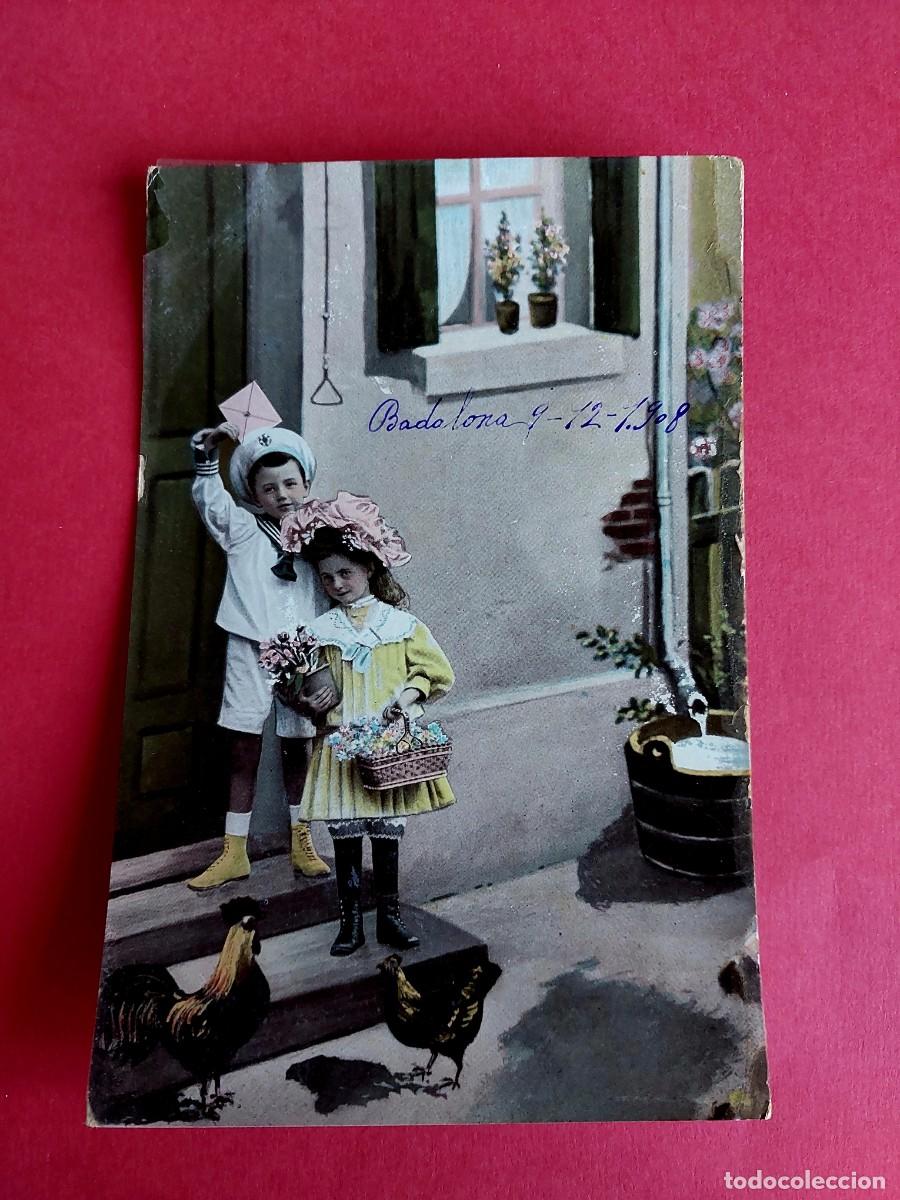 Postales: Antigua Postal Ni&ntilde;o Escrita y Sellada 1908 - Foto 1