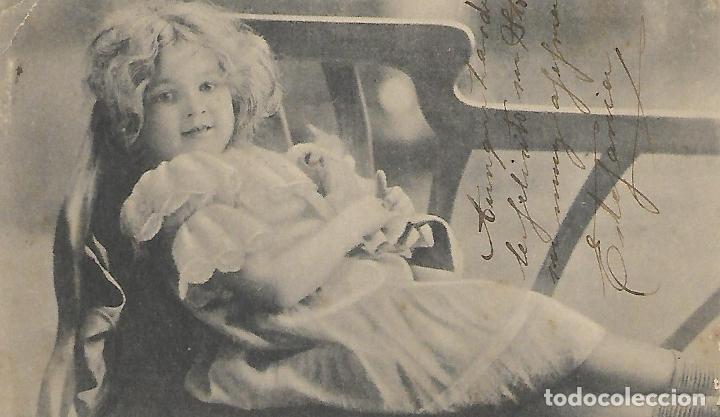 Postales: ANTIGUA POSTAL-NI&Ntilde;A DESCANSANDO (1908) - Foto 1