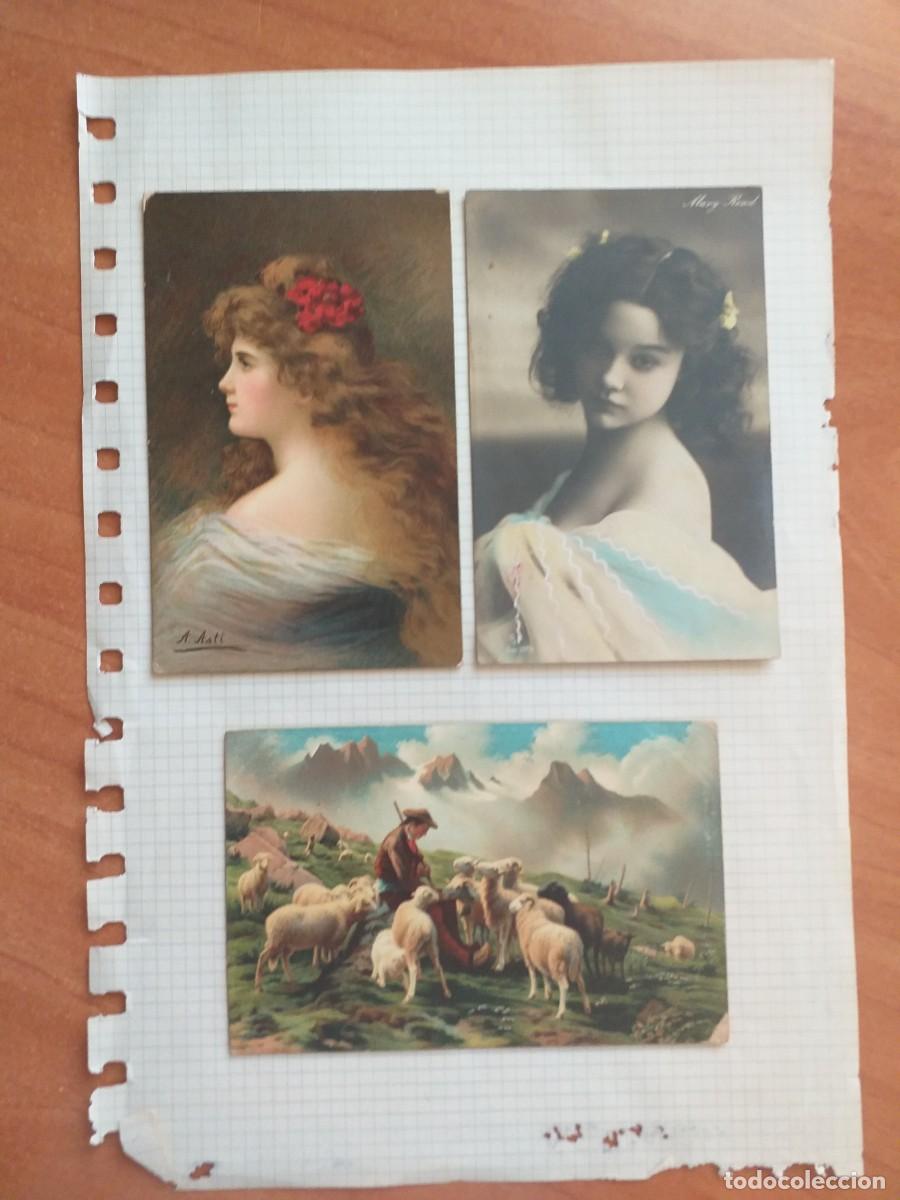 Postales: SIETE POSTALES ANTIGUAS - ESCRITAS - PEGADAS A PAPEL