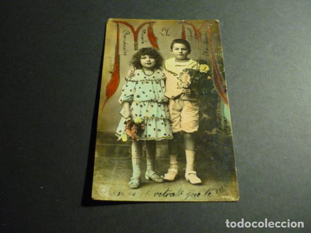 Postales: NI&Ntilde;OS CON FLORES ANTIGUA POSTAL - Foto 1