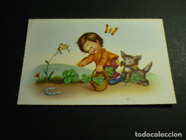 Postales: NI&Ntilde;O CON PERRO POSTAL ILUSTRADA - Foto 1