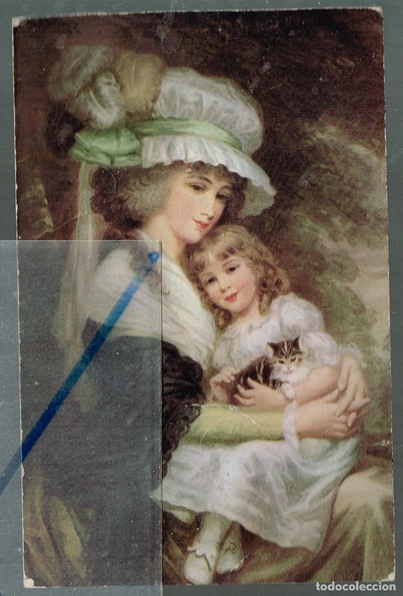 Postcards: S/C COLOR 685 NI&Ntilde;A GATITO Y MAM&Aacute; - IN GAINSBOROUGH&acute;S DAYS DE AUG. FERVEL - SAVORY, BRISTOL - P08