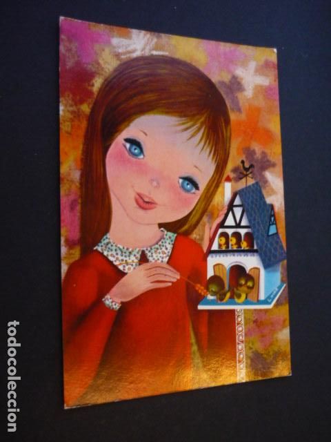 Postales: NI&Ntilde;A CON PAJAROS POSTAL - Foto 1