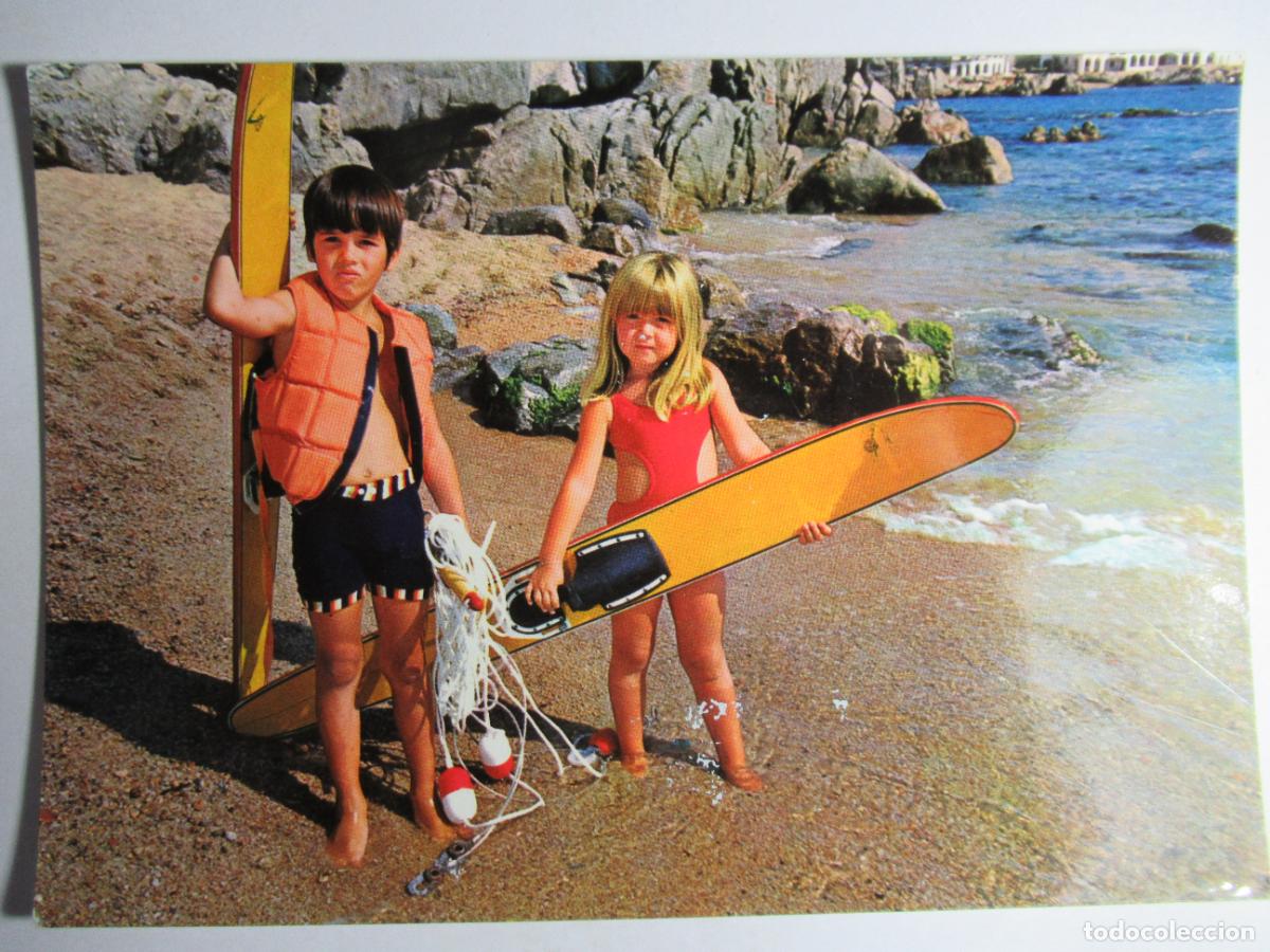 Postales: Postal ni&ntilde;o y ni&ntilde;a en la playa - Foto 1