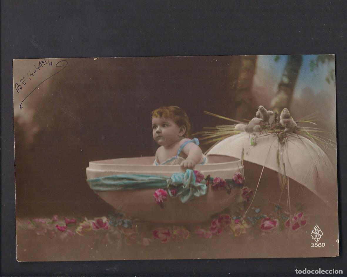 Postales: Antigua postal. Ni&ntilde;a. Circulada 1916 - Foto 1
