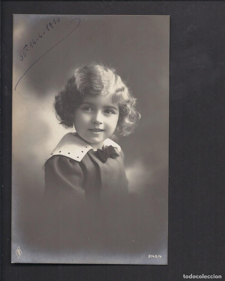 Postales: Antigua postal. Ni&ntilde;a . Circulada 1916 - Foto 1
