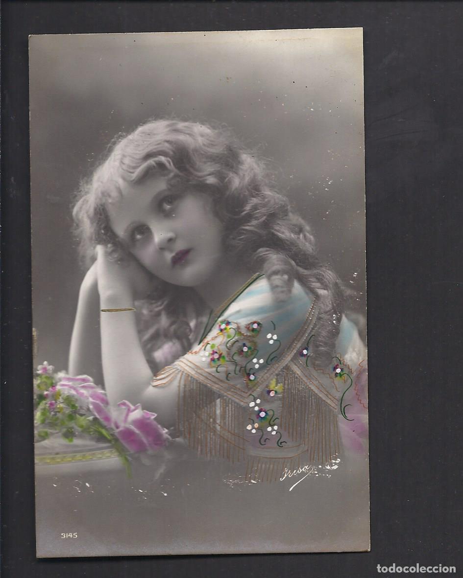 Postales: Antigua postal. Ni&ntilde;a . Circulada 1916 - Foto 1