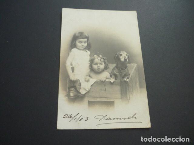 Postales: NI&Ntilde;AS CON PERRO POSTAL - Foto 1