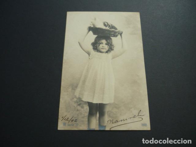 Postales: NI&Ntilde;A CON GATO POSTAL - Foto 1