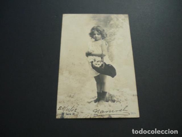 Postales: NI&Ntilde;A CON GATO POSTAL - Foto 1