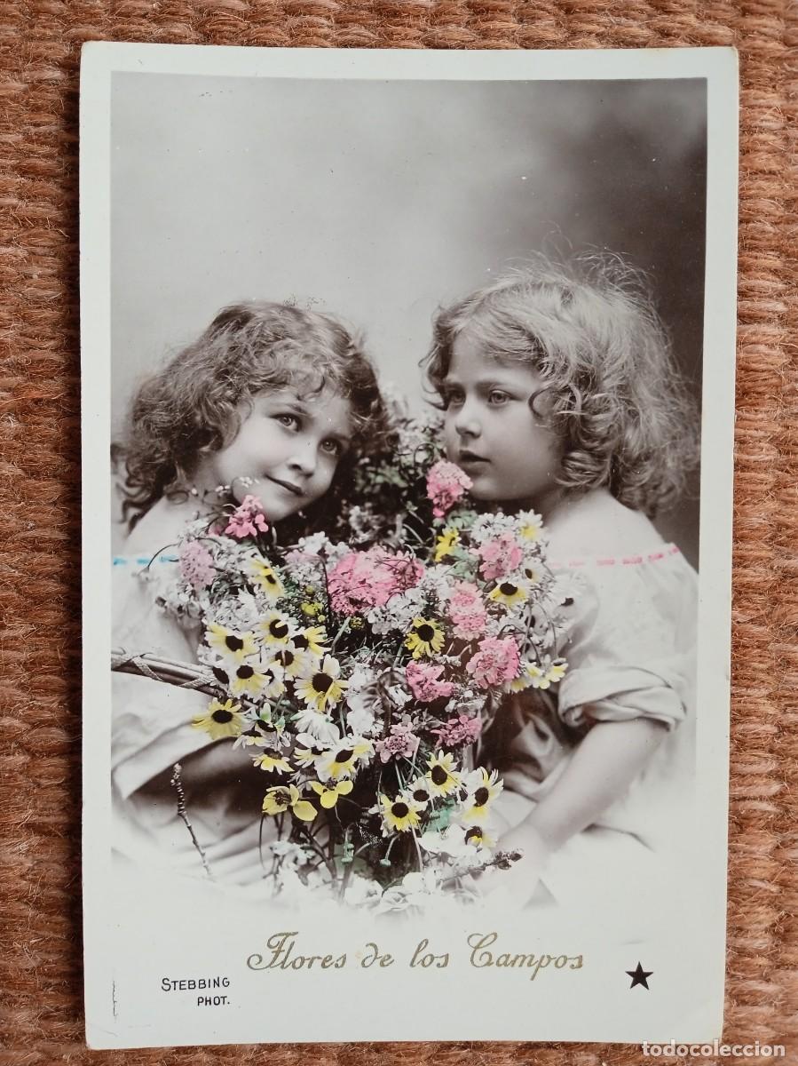 Postales: NI&Ntilde;AS CON FLORES - Foto 1