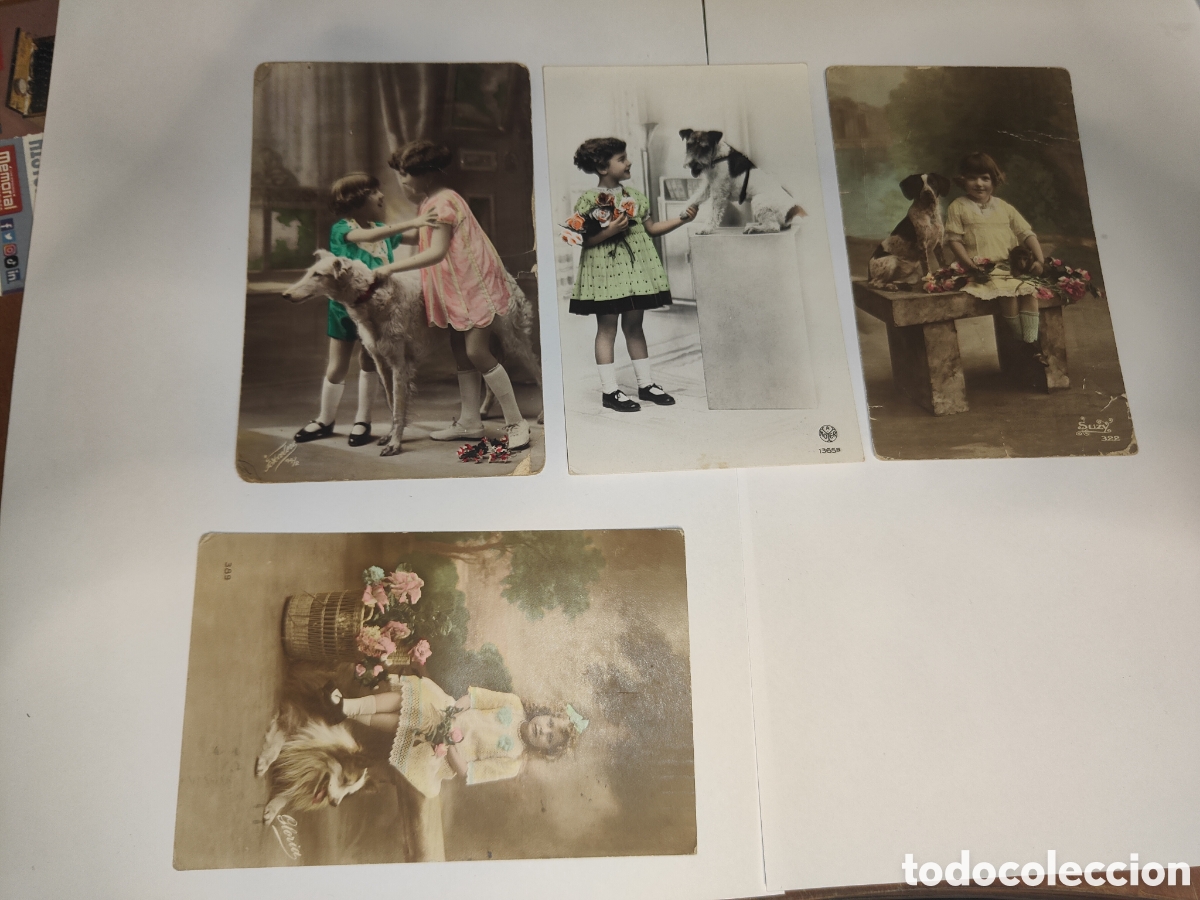 Postales: LOTE POSTALES NI&Ntilde;OS CON PERROS - Foto 1