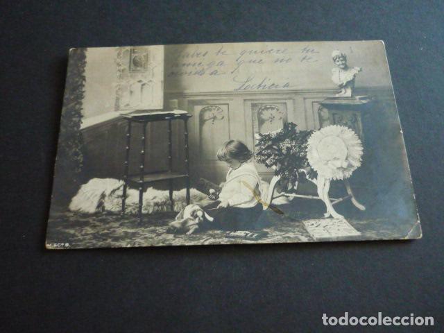 Postales: NI&Ntilde;A CON PERRO ANTIGUA POSTAL - Foto 1