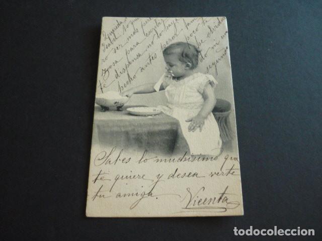 Postales: NI&Ntilde;A COMIENDO ANTIGUA POSTAL - Foto 1