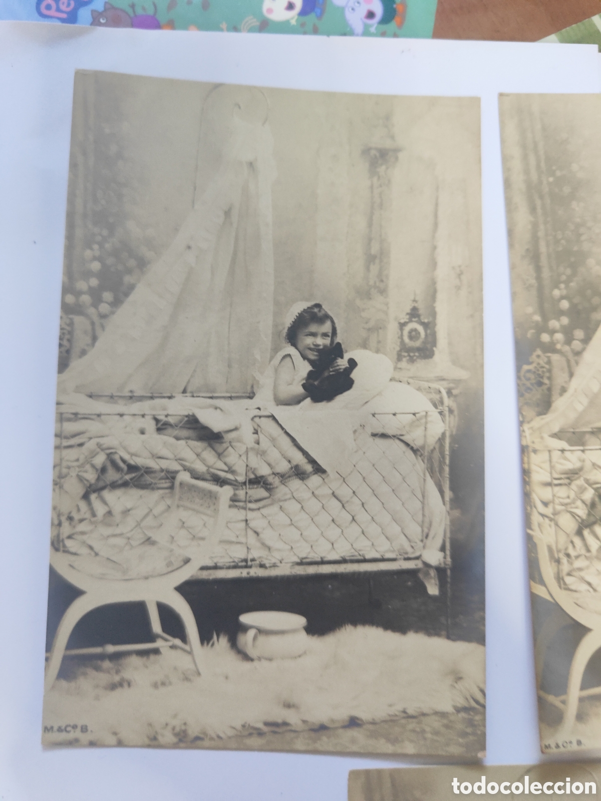 Postales: POSTAL NI&Ntilde;A EN LA CAMA CON GATO - Foto 3
