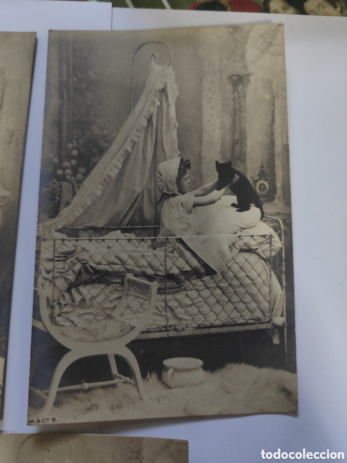 Postales: POSTAL NI&Ntilde;A EN LA CAMA CON GATO - Foto 4