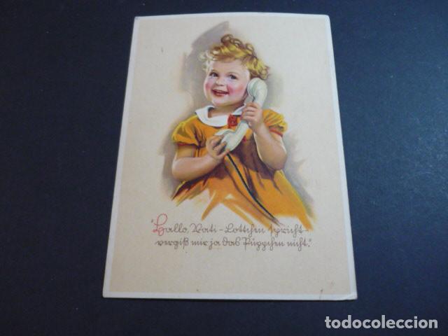 Postales: NI&Ntilde;A CON TELEFONO POSTAL - Foto 1