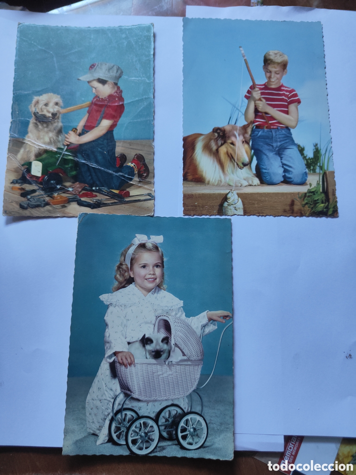 Postales: POSTALES NI&Ntilde;OS CON ANIMALES - Foto 1