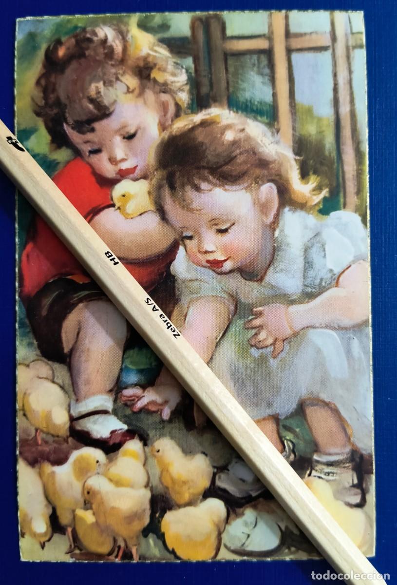 Postales: BONITA POSTAL DE NI&Ntilde;OS CON POLLITOS - Foto 1