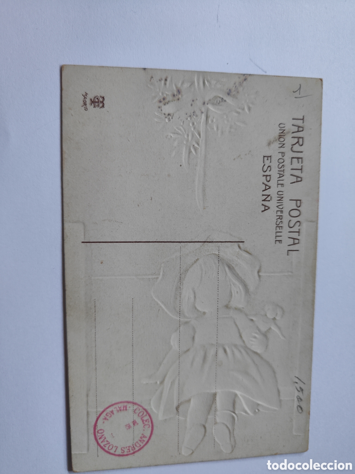 Postales: POSTAL EN RELIEVE NI&Ntilde;A CON MULECA - Foto 3