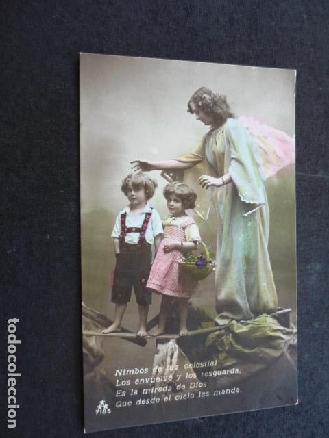 Postales: NI&Ntilde;OS CON ANGEL DE LA GUARDA POSTAL - Foto 1
