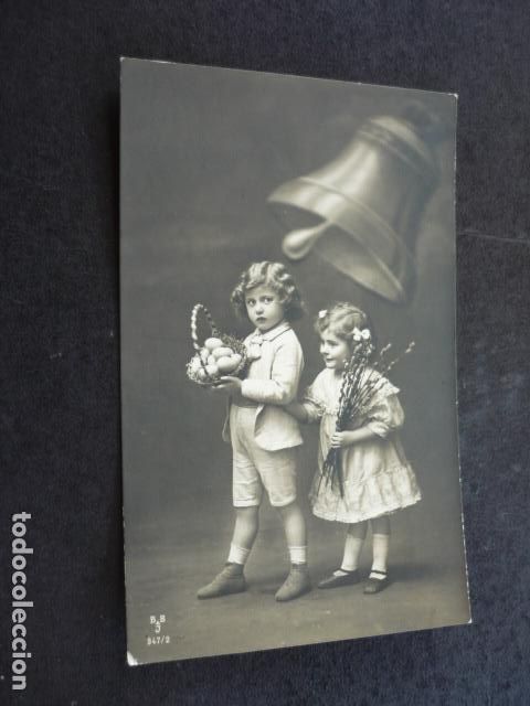 Postales: NI&Ntilde;OS CON CAMPANA Y HUEVOS POSTAL - Foto 1
