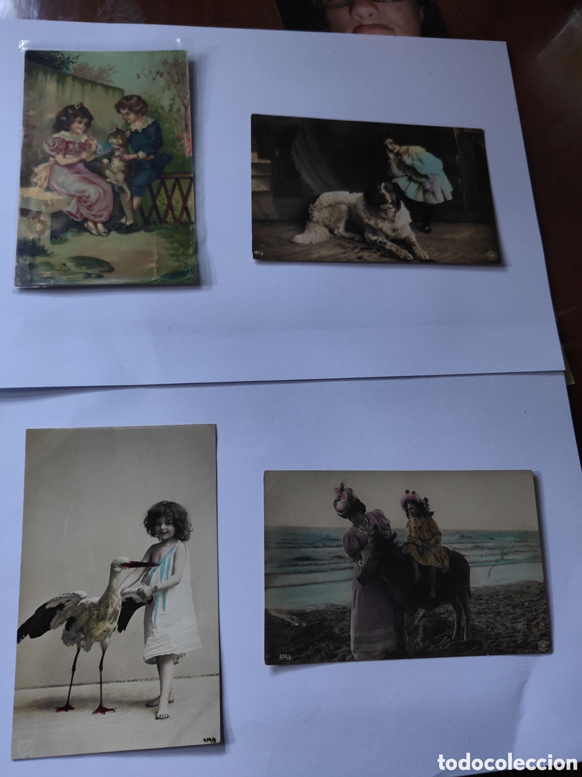 Postales: 4 POSTALES NI&Ntilde;OS CON ANIMALES - Foto 1
