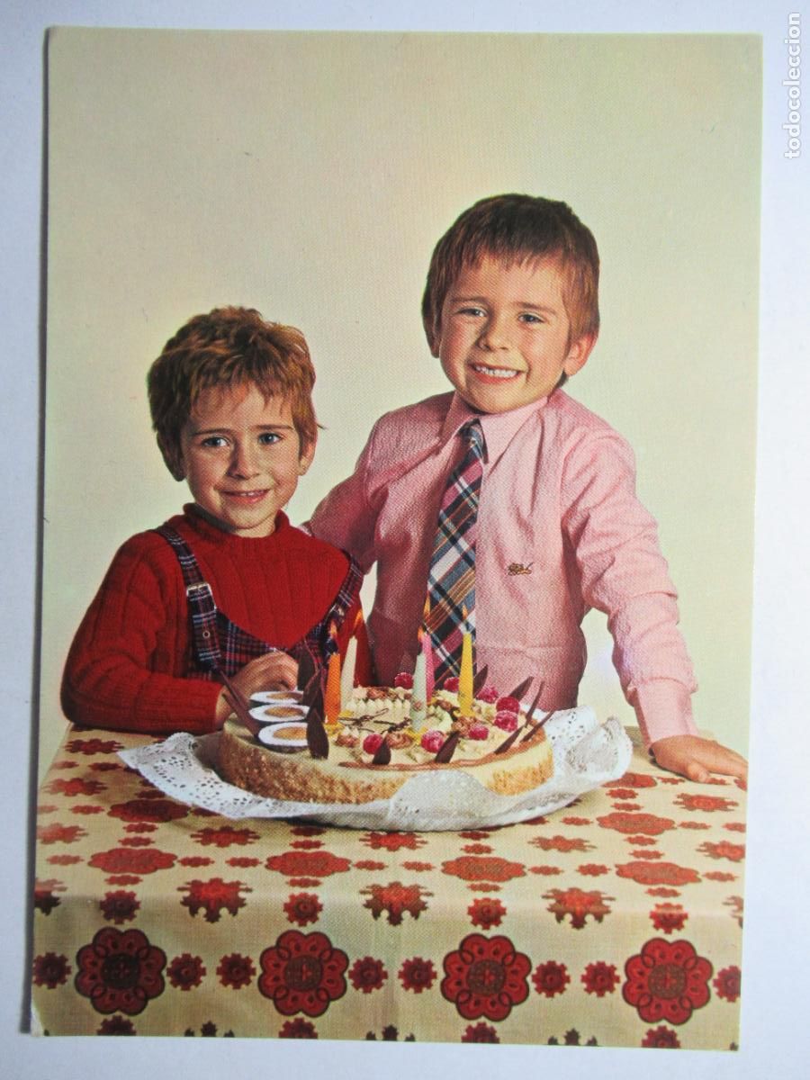 Postales: Postal ni&ntilde;os con tarta - Foto 1