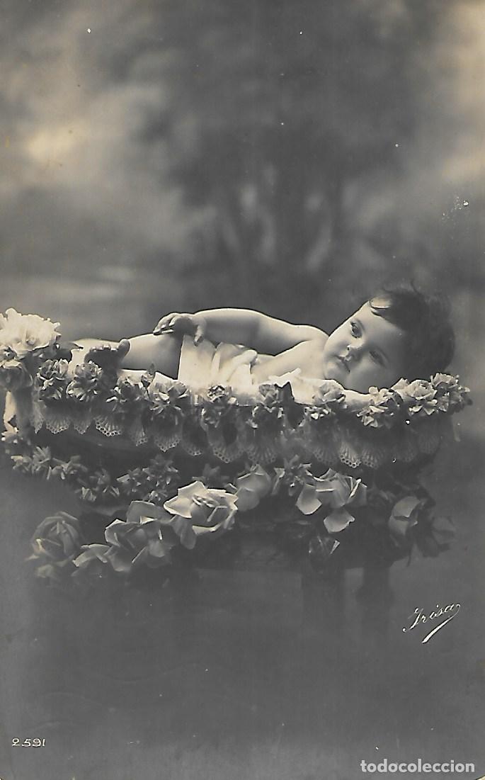 Postales: ANTIGUA POSTAL-BEB&Eacute; EN LA CUNA (1911) - Foto 1