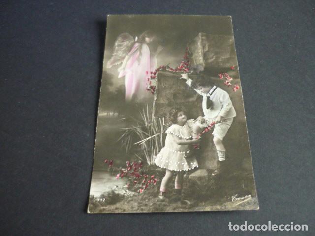 Postales: NI&Ntilde;OS CON ANGEL DE LA GUARDA POSTAL - Foto 1