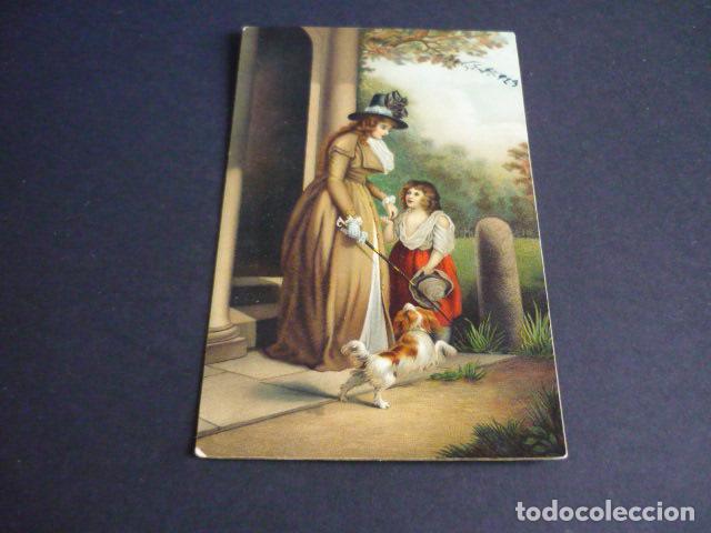 Postales: NI&Ntilde;A CON MADRE Y PERRO POSTAL - Foto 1