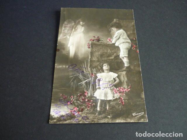 Postales: NI&Ntilde;OS CON ANGEL DE LA GUARDA POSTAL - Foto 1