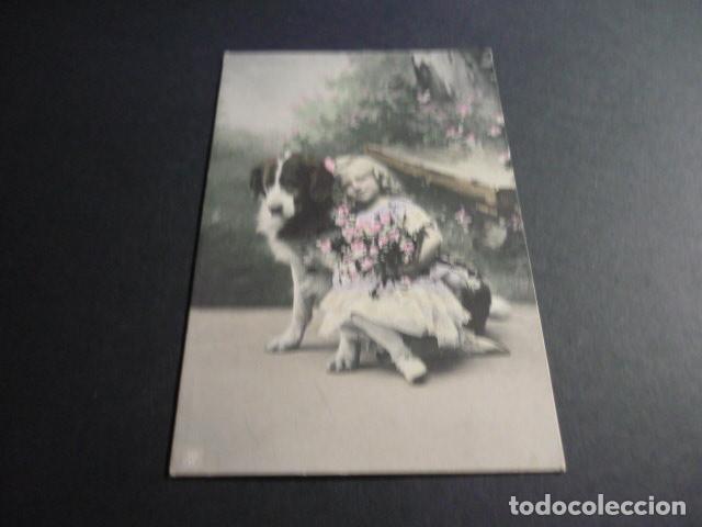 Postales: NI&Ntilde;AS CON MASTIN POSTAL - Foto 1