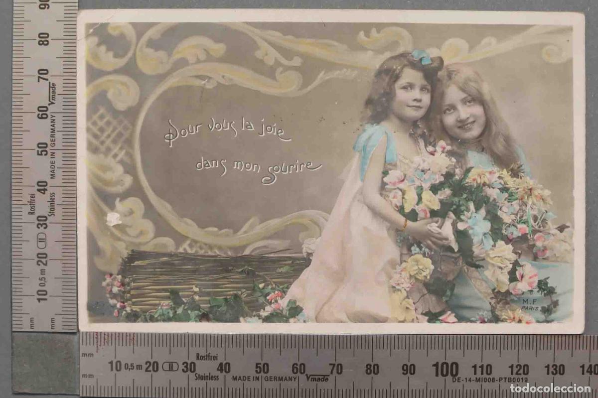 Postales: POSTAL. NI&Ntilde;AS ILUMINADA. FLORES MF PARIS. - Foto 1