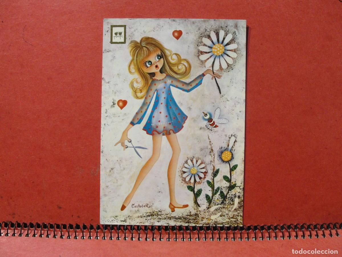 Postcards: postal dibujante CASTA&Ntilde;ER - CHICA CON MARGARITAS - 3041 ESCUDO DE ORO - SIN CIRCULAR