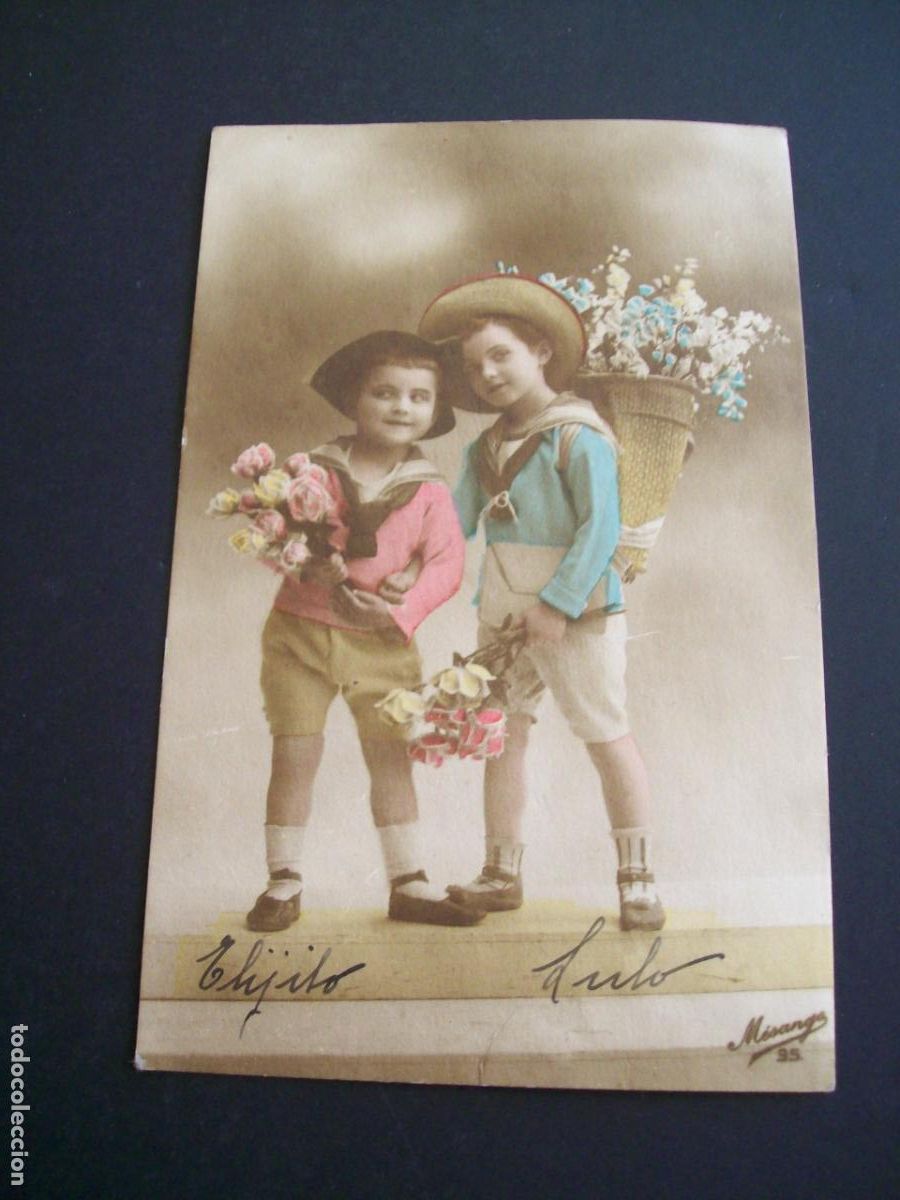 Postales: NI&Ntilde;OS CON FLORES POSTAL - Foto 1