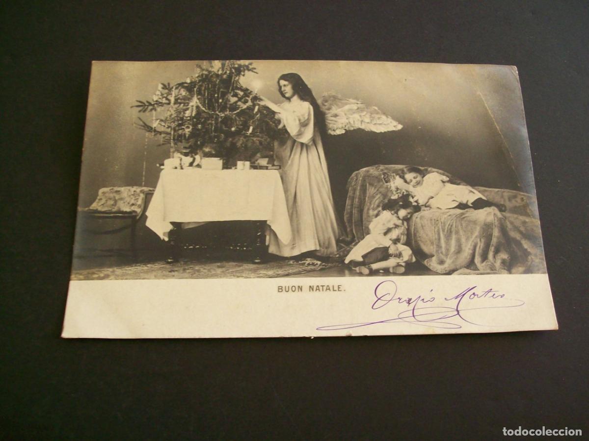 Postales: NI&Ntilde;AS Y ANGEL CON ARBOL DE NAVIDAD POSTAL - Foto 1