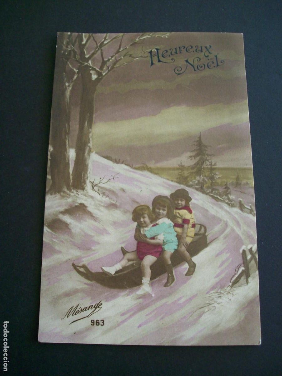 Postales: NI&Ntilde;OS EN TRINEO POSTAL - Foto 1