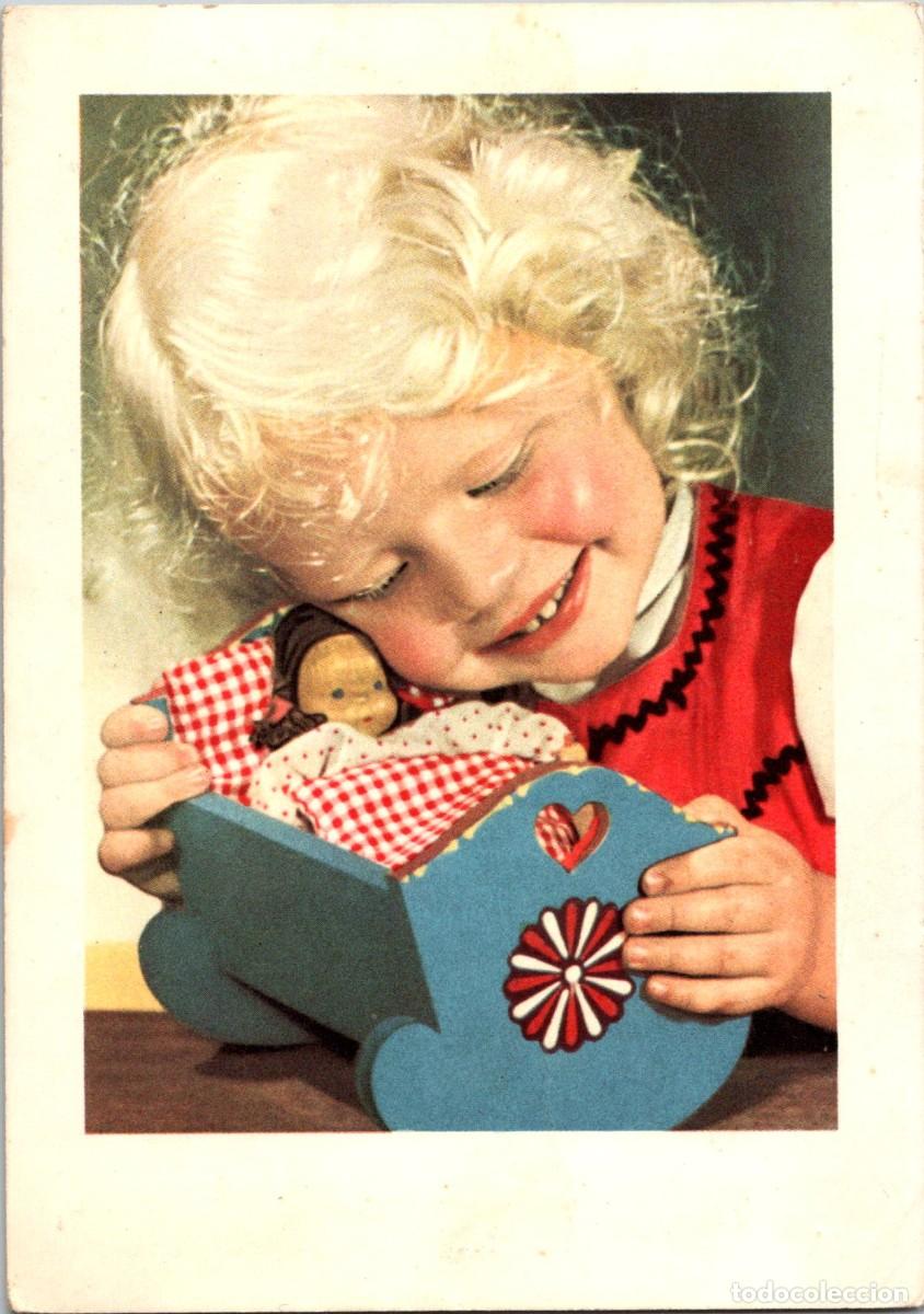 Postais: Niña con Muñeca en su Cuna (3) - Postal Alemana - Ed. nº 420 - 148x105mm
