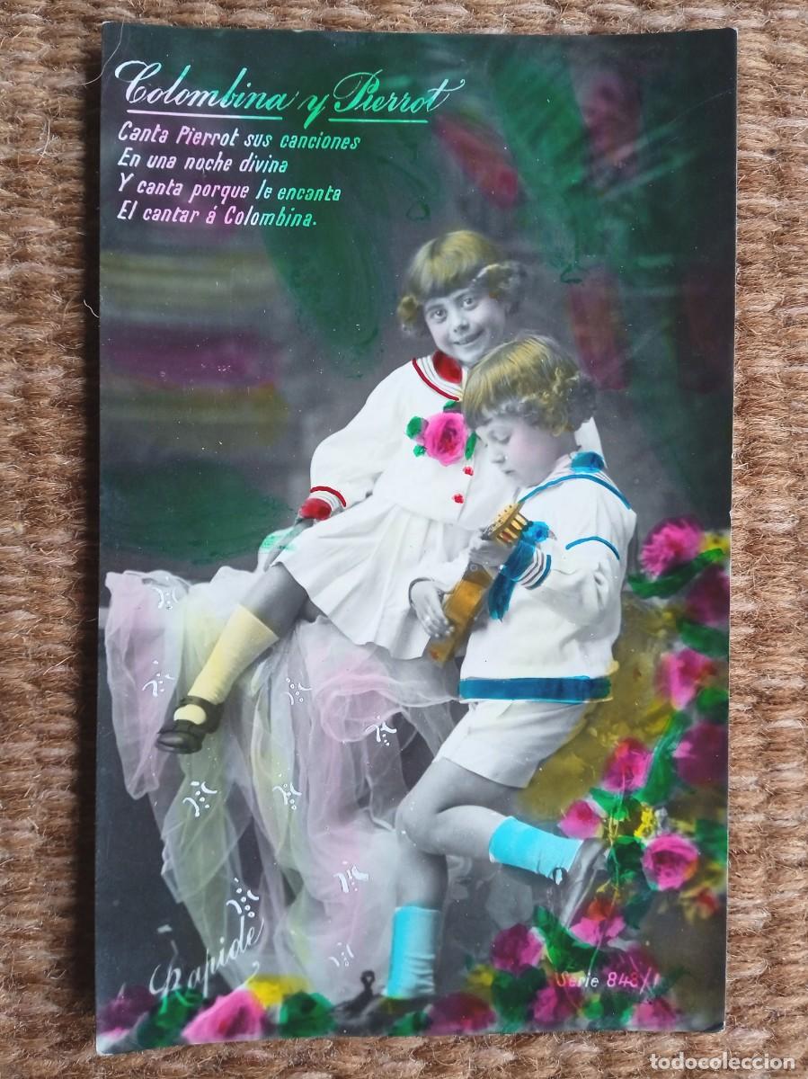 Postcards: NI&Ntilde;OS - COLOMBINA Y PIERROT
