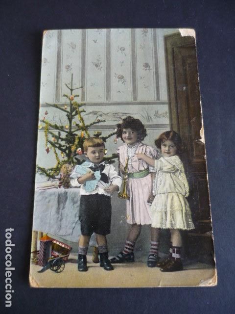 Postales: NI&Ntilde;OS CON ARBOL DE NAVIDAD POSTAL - Foto 1