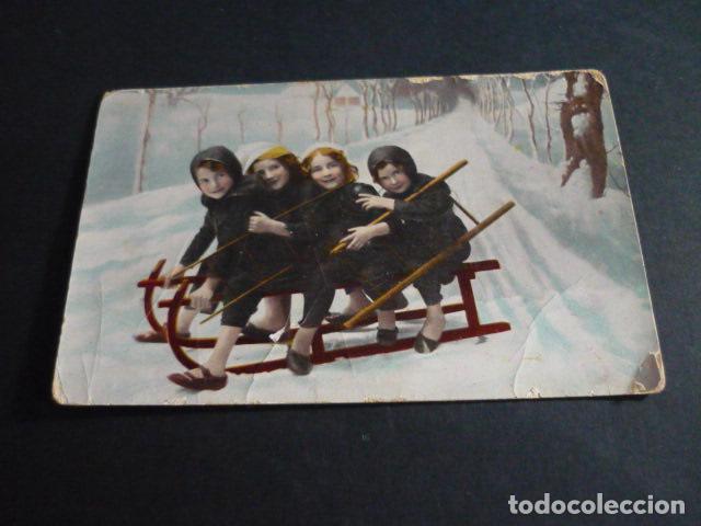 Postales: NI&Ntilde;OS EN TRINEO POSTAL - Foto 1